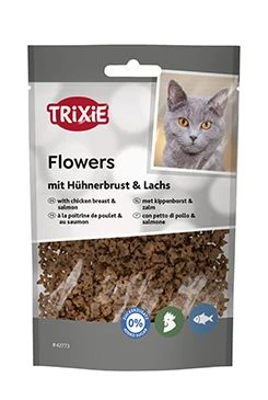 Snack FLOWERS de pechuga de pollo y salmón para gatos TR Gramáž 50g
