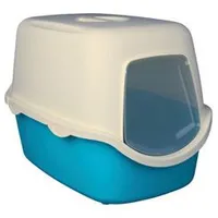 Covered Cat Litter Box VICO 40x40x56cm Blue White TR
