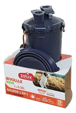 2-in-1 Bottle + 2 BIVOUAK Bowls 2x350ml Blue