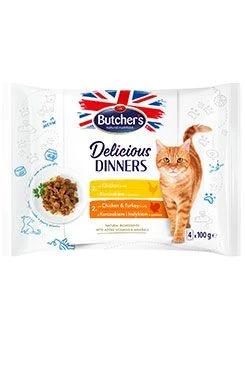 Cat Delic. Dinners chicken + chicken & turkey pouch 4x100g