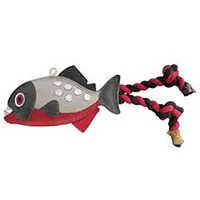 Dog Toy Piranha + Leather Rope Colourful 24x32cm