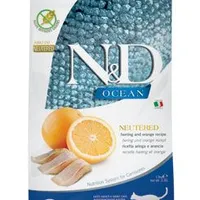 N&D OCEAN CAT NEUTERED Arenque y Naranja Gramáž 1,5kg, Stáří Adult