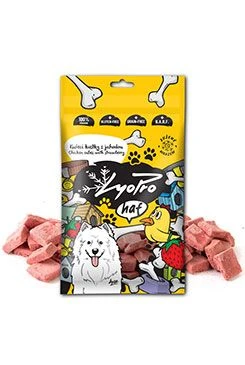 Dog treat freeze-dried chicken cubes with strawberry Gramáž 50g