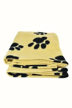 BARNEY Dog Blanket black paws 150x100cm beige TR