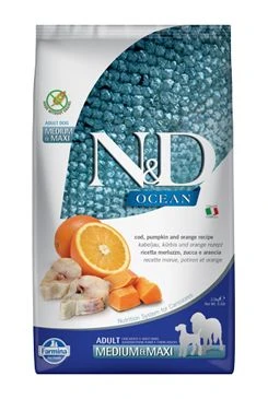 N&D OCEAN DOG M L Bacalao y Calabaza y Naranja Gramáž 2,5kg, Stáří Adult