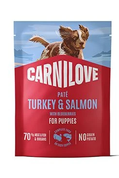 Dog Pouch Paté Turkey & Salmon + Blueberry Puppy Gramáž 300g