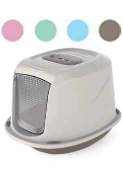 Arenero cubierto Galaxy para gatos con filtro 45x36x32cm gris-verde