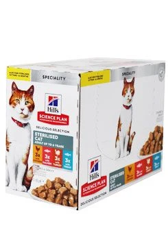 Hill's Fel. SP Ster. Chicken & Fish & Trout & Tuna pouches 12x85g Stáří Adult