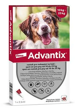 Advantix Spot on pro psy 10 Gramáž 25kg, Objem 5ml, Počet 1x2