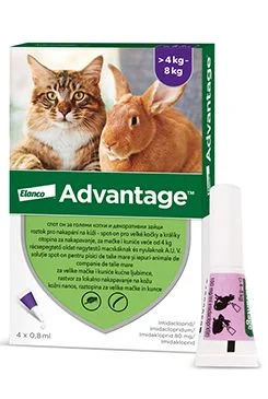 Advantage pro velké kočky a králíky Gramáž 80mg, Objem 8ml, Počet 4x0