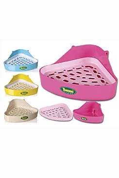 Corner Litter Box for Rabbits and Ferrets with Plastic Grate 18x18x10cm