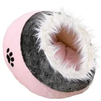 Pelech MINOU jeskyně s kožeš.35x26x41cm růžová šedá