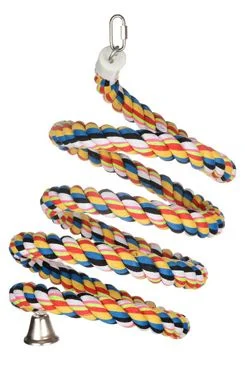 Juguete para loros grandes espiral de algodón con campana