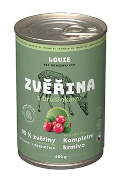 Lata para perro Carne de caza con arándanos rojos y prebióticos Gramáž 400g