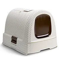 Covered Cat Litter Box Rattan 39x39x51cm Mocha