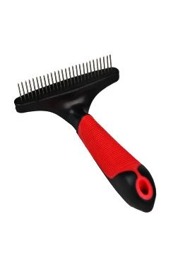 Deshedding Rake with Rotating Teeth, Red/Black, Size L KAR
