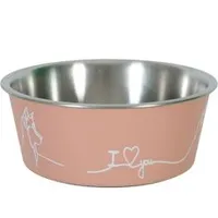 Stainless Steel Dog Bowl LOVE DOG Pink Objem 400ml