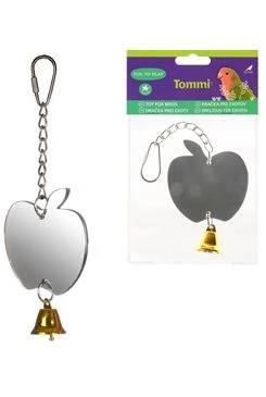 Apple Mirror with Bell Toy for Exotic Birds